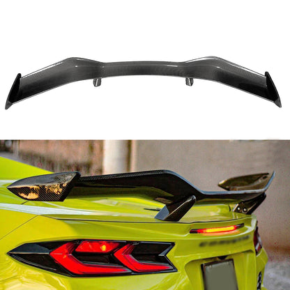 Wet Carbon Fiber Rear High Wing Spoiler For Chevrolet Corvette C8 Z06 (Without Brackets)