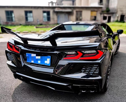 Dry Carbon Fiber Z06 Style Rear High Wing Spoiler With Mounting Base Bracket For Chevrolet Corvette C8 Stingray 2020+