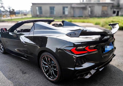 Dry Carbon Fiber Z06 Style Rear High Wing Spoiler With Mounting Base Bracket For Chevrolet Corvette C8 Stingray 2020+