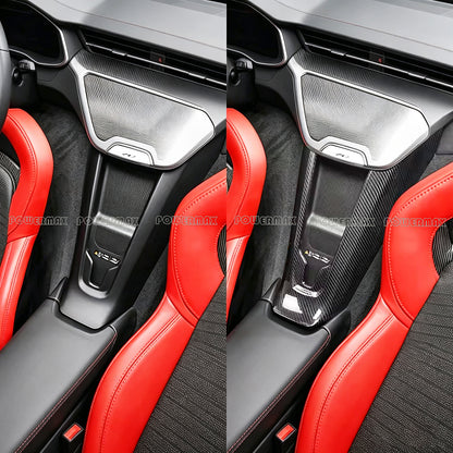 Dry Carbon Fiber Rear Waterfall Wireless Charging Panel Frame Trim for 2020+ Chevrolet Corvette C8 Stingray Z51 Z06 Coupe