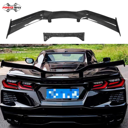 Dry Carbon Fiber Z06 Style Rear High Wing Spoiler With Mounting Base Bracket For Chevrolet Corvette C8 Stingray 2020+