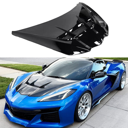 ZR1 Style Glossy Black Painted FRP Fiberglass Front Engine Hood Bonnet For Chevrolet Corvette C8 Stingray Z06 E-Ray