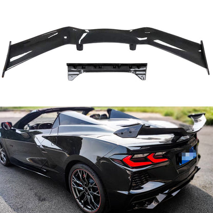 Wet Carbon Fiber Z06 Style Rear High Wing Spoiler With Mounting Base Bracket For Chevrolet Corvette C8 Stingray 2020+