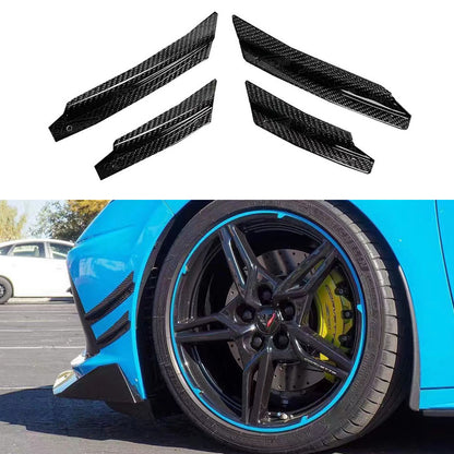 Dry Carbon Fiber Front Bumper Canards Dive Planes For Chevrolet Corvette C8 Stingray 2020+ (4-Piece Set)