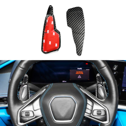 Dry Carbon Fiber Steering Wheel Paddle Shifter Extensions for 2020+ Chevrolet Corvette C8 Stingray Z51 Z06 (Pair)