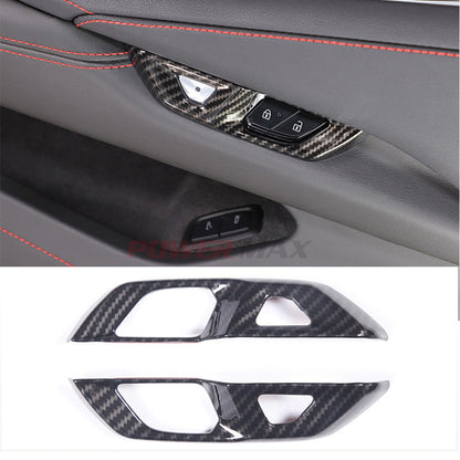 Dry Carbon Fiber Door Lock Switch Button Cover Trims for 2020+ Chevrolet Corvette C8 Stingray Z51 Z06 Coupe (Pair)