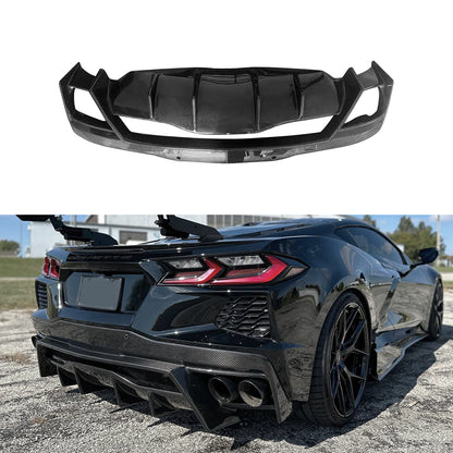 Carbon Fiber A Style Rear Diffuser Bumper Lip For Chevrolet Corvette C8 Stingray 2020+