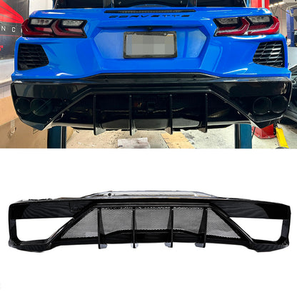 Carbon Fiber TLS Style Rear Diffuser Bumper Lip For Chevrolet Corvette C8 Stingray 2020+