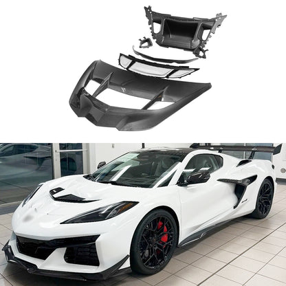 For 2020+ Chevrolet Corvette C8 Z06 E-Ray ZR1 ZR1 Style Dry Carbon Fiber Front Engine Hood Bonnet