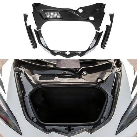 Dry Carbon Fiber Front Trunk Frunk Cover Trim Replacement for 2020+ Chevrolet Corvette C8 Stingray Z51 Z06 Coupe Convertible