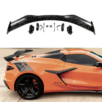 Dry Forged Carbon Fiber Z07 Style Rear Wing Spoiler With Factory Brackets For Chevrolet Corvette C8 Z06 2020+