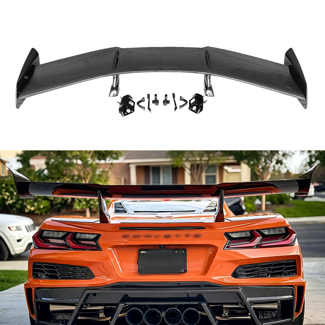 Dry Carbon Fiber V Pattern 1:1 ZR1 Style Rear Spoiler Wing for Chevrolet Corvette C8 Stingray Coupe Z51 Z06 ZR1