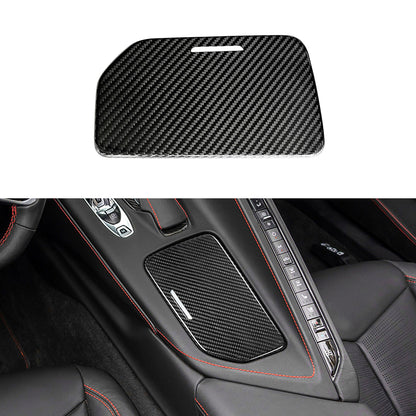 Dry Carbon Fiber Cup Holder Cover Panel Trim for 2020+ Chevrolet Corvette C8 Stingray Z51 Z06 Coupe Convertible