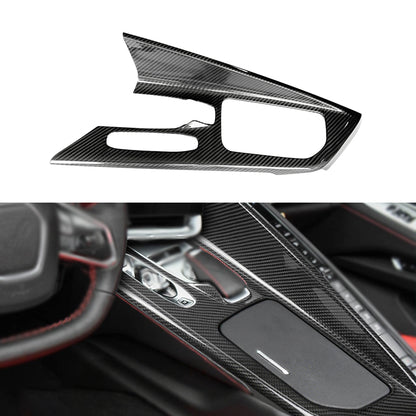 Dry Carbon Fiber Center Console Panel Trim Cover for 2020+ Chevrolet Corvette C8 Stingray Z51 Z06 Coupe Convertible