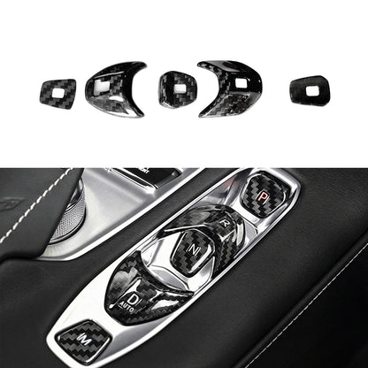 Dry Carbon Fiber Gear Shift Button Cover Trims for 2020+ Chevrolet Corvette C8 Stingray Z51 Z06 (4-Piece Set)