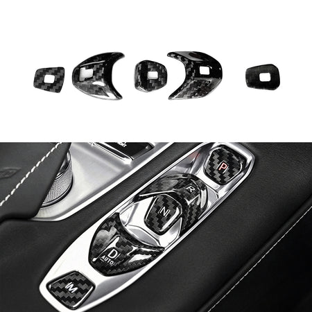 Dry Carbon Fiber Gear Shift Button Cover Trims for 2020+ Chevrolet Corvette C8 Stingray Z51 Z06 (4-Piece Set)