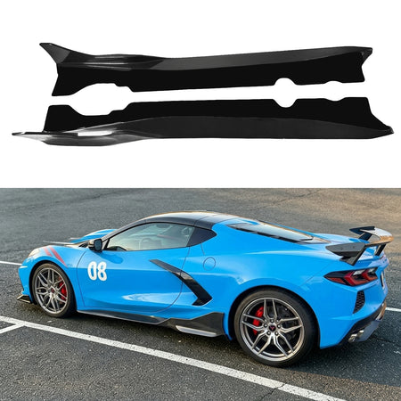 PM Style Carbon Fiber Side Skirts Rocker Panel Extensions For Chevrolet Corvette C8 2020+