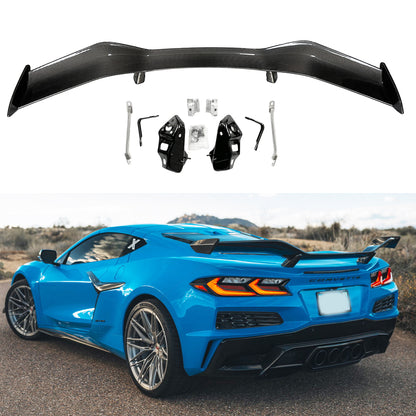 Dry Carbon Fiber Z07 Style Rear Wing Spoiler With Factory Brackets For Chevrolet Corvette C8 Z06 2020+