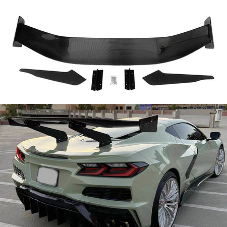 Real Carbon Fiber ZR1 ZTK Style Rear High Wing Spoiler With Brackets For Chevrolet Corvette C8 2020+