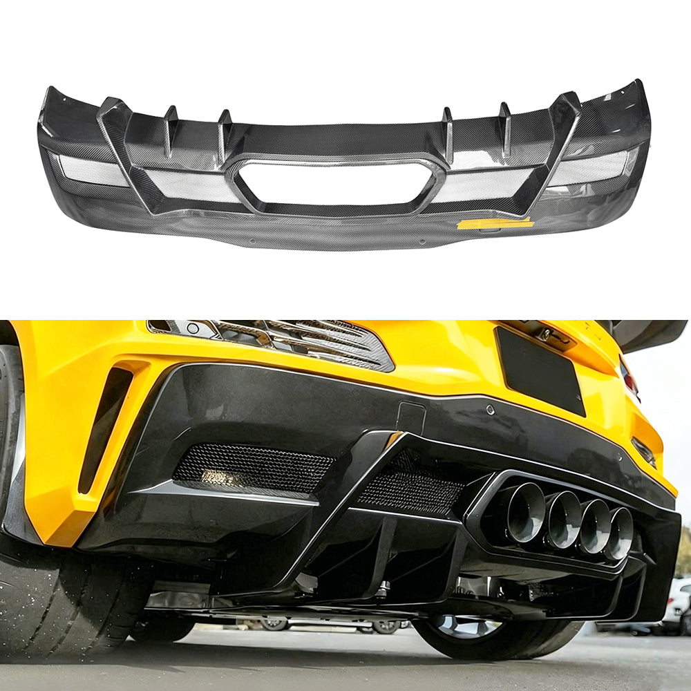 For 2023+ Chevrolet Corvette C8 Z06 RV2 Style Carbon Fiber Rear Diffuser Bumper Lip