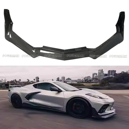 7-Piece ZR1 ZTK Style Carbon Fiber Front Bumper Lip Splitter Kit For Chevrolet Corvette C8 Stingray 2020+