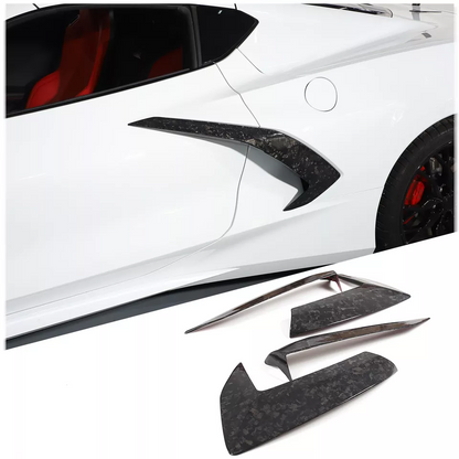 Dry Forged Carbon Fiber Side Fender Vent Door Handle Boomerang Covers For Chevrolet Corvette C8 Stingray 2020+
