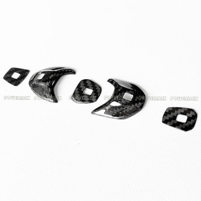 Dry Carbon Fiber Gear Shift Button Cover Trims for 2020+ Chevrolet Corvette C8 Stingray Z51 Z06 (4-Piece Set)