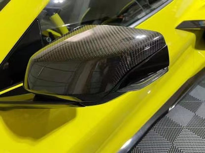 OEM Style Dry Carbon Fiber Replacement Side Mirror Covers Caps For Chevrolet Corvette C8 Stingray Z51 Z06 2020+