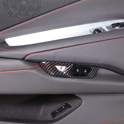 Dry Carbon Fiber Door Lock Switch Button Cover Trims for 2020+ Chevrolet Corvette C8 Stingray Z51 Z06 Coupe (Pair)