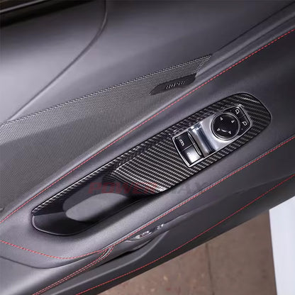 Dry Carbon Fiber Interior Switch Cover Trims for 2020+ Chevrolet Corvette C8 Stingray Z51 Z06 (2-Piece Set)