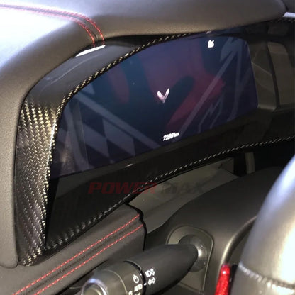 Dry Carbon Fiber Dashboard Instrument Cluster Hood Cover Trim for 2020+ Chevrolet Corvette C8 Stingray Z51 Z06 Coupe Convertible