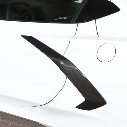 Dry Carbon Fiber Side Fender Vent Door Handle Boomerang Covers For Chevrolet Corvette C8 Stingray 2020+