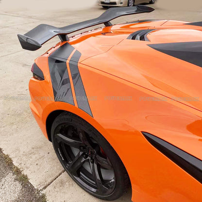 Wet Carbon Fiber Rear High Wing Spoiler For Chevrolet Corvette C8 Z06 (Without Brackets)