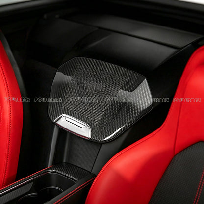 Dry Carbon Fiber Rear Center Speaker Cover Trim for 2020+ Chevrolet Corvette C8 Stingray Z51 Z06 Coupe