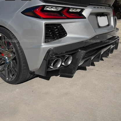 Carbon Fiber A Style Rear Diffuser Bumper Lip For Chevrolet Corvette C8 Stingray 2020+
