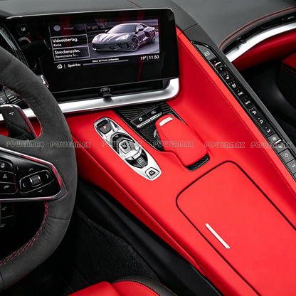 Dry Carbon Fiber Multimedia Screen Panel Trim Cover for 2020+ Chevrolet Corvette C8 Stingray Z51 Z06 Coupe Convertible