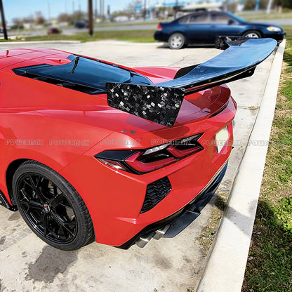 Forged Carbon Fiber ZR1 ZTK Style Rear High Wing Spoiler With Brackets For Chevrolet Corvette C8 2020+