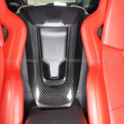 Dry Carbon Fiber Rear Waterfall Wireless Charging Panel Frame Trim for 2020+ Chevrolet Corvette C8 Stingray Z51 Z06 Coupe