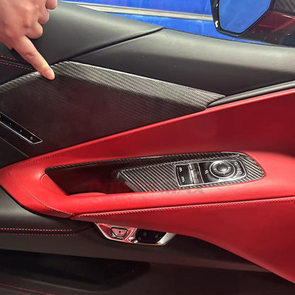 Dry Carbon Fiber Interior Switch Cover Trims for 2020+ Chevrolet Corvette C8 Stingray Z51 Z06 (2-Piece Set)