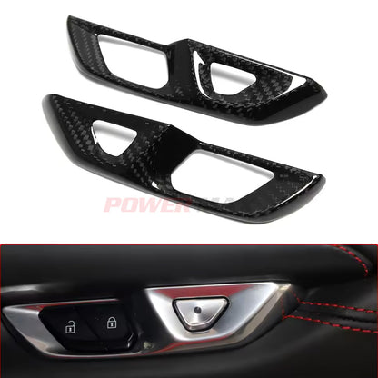 Dry Carbon Fiber Door Lock Switch Button Cover Trims for 2020+ Chevrolet Corvette C8 Stingray Z51 Z06 Coupe (Pair)