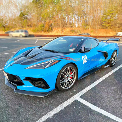 PM Style Carbon Fiber Side Skirts Rocker Panel Extensions For Chevrolet Corvette C8 2020+