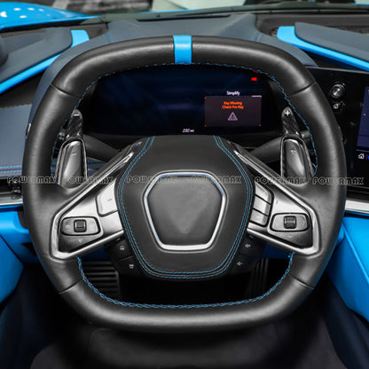 Dry Carbon Fiber Steering Wheel Paddle Shifter Extensions for 2020+ Chevrolet Corvette C8 Stingray Z51 Z06 (Pair)