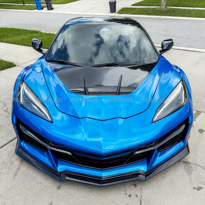 ZR1 Style Glossy Black Painted FRP Fiberglass Front Engine Hood Bonnet For Chevrolet Corvette C8 Stingray Z06 E-Ray