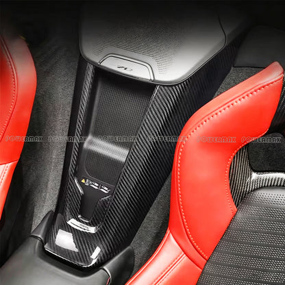 Dry Carbon Fiber Rear Waterfall Wireless Charging Panel Frame Trim for 2020+ Chevrolet Corvette C8 Stingray Z51 Z06 Coupe