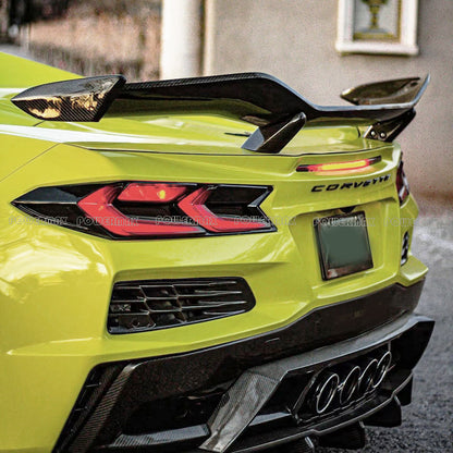 Dry Carbon Fiber Z07 Style Rear Wing Spoiler With Factory Brackets For Chevrolet Corvette C8 Z06 2020+