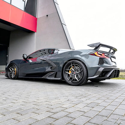 AD Style Dry Carbon Fiber Side Skirts Rocker Panel Extensions for 2020+ Chevrolet Corvette C8 Stingray Z51