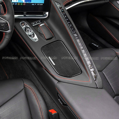 Dry Carbon Fiber Cup Holder Cover Panel Trim for 2020+ Chevrolet Corvette C8 Stingray Z51 Z06 Coupe Convertible