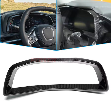 Dry Carbon Fiber Dashboard Instrument Cluster Hood Cover Trim for 2020+ Chevrolet Corvette C8 Stingray Z51 Z06 Coupe Convertible