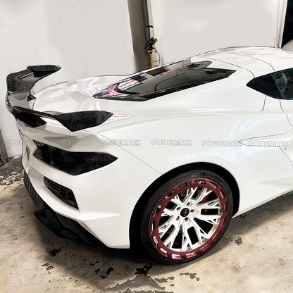 Dry Forged Carbon Fiber Z07 Style Rear Wing Spoiler With Factory Brackets For Chevrolet Corvette C8 Z06 2020+
