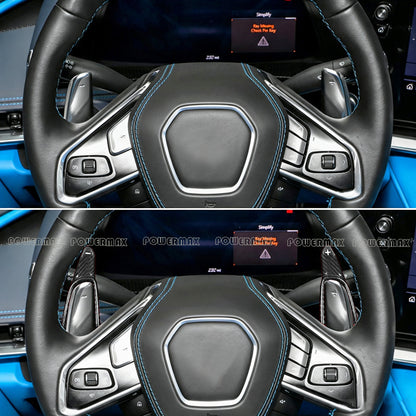 Dry Carbon Fiber Steering Wheel Paddle Shifter Extensions for 2020+ Chevrolet Corvette C8 Stingray Z51 Z06 (Pair)